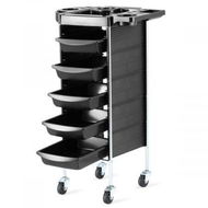 Detailed information about the product Mobile 6-Tier 5-Sliding-Tray Hairdressing Trolley Salon Cart With Multi-Segments On Top.