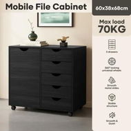 Detailed information about the product Mobile File Cabinet 5 Drawer Side Under Desk Filing Document Organiser Home Office Storage Cupboard Shelves Printer Stand Wooden Furniture 60x38x68cm