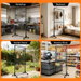 Mobile Grid Wall Display Stand Floor Standing Retail Shop Rack Mesh Wire Panel with 10 Hooks and Wheels for Market Exhibition Art Show 190x95x42.5cm. Available at Crazy Sales for $69.98