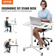 Detailed information about the product Mobile Standing Desk, 28.5'-44.2' Gas-Spring Height Adjustable Sit-Stand Desk, 360Â° Swivel Wheels (2 Lockable) Portable Rolling Laptop Table Computer Cart for Home Office School, 44LBS Loading