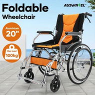 Detailed information about the product Mobility Wheelchair 20Inch Folding Lightweight Aluminium Medical Aid Equipment Portable Transport Travel Handbrakes