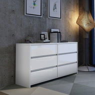 Detailed information about the product Modern 6 Drawer Chest Dresser High Gloss Storage Cabinet Wood Bedroom Furniture - White