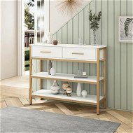 Detailed information about the product Modern Console Table TV Cabinet Hall Entryway Bar Side Sofa Narrow Long Storage Shelves Drawers Wooden Accent 100x30x80cm