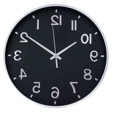 Modern Wall Clocks Battery Operated,12 inch Silent Non Ticking Round Clock for Wall,Wall Clock for Kitchen Bedroom Living Room Office Classroom Decor (Black and Silver)