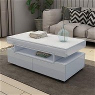 Detailed information about the product Modern White Coffee Table 4-Drawer Storage Shelf High Gloss Wood Living Room Furniture