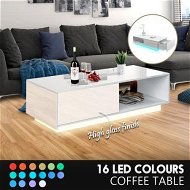 Detailed information about the product Modern White Rectangle Coffee Table High Gloss LED Storage Furniture with 1 Drawer