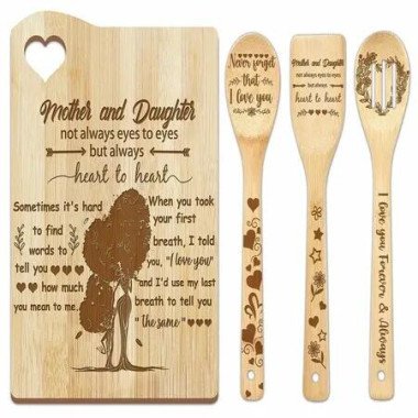 Mom and Daughter Cutting Board Set Bamboo Chopping Board EcoFriendly Chef Mothers Day Birthday Gifts Female Sister Anniversary Christmas Kitchen Present