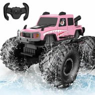 Detailed information about the product Monster Truck Amphibious Remote Control Car,Waterproof RC Trucks 2.4GHz Monster Trucks Car for Boys 4-7,1:20 4WD All Terrain Off-Road-Pink