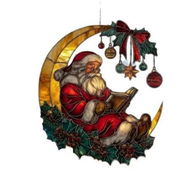 Detailed information about the product Moon Santa Claus Acrylic Hanging Ornament 25x25cm Christmas Gift Holiday Decor