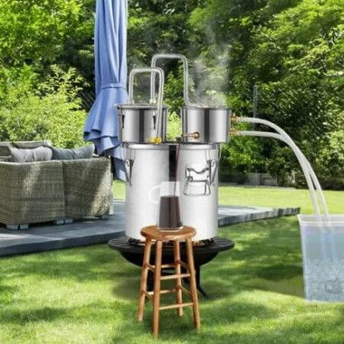 Moonshine Still Water Alcohol Distiller 5Gal w/Thumper Keg & 8W Water Pump