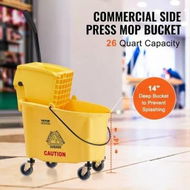 Detailed information about the product Mop Bucket with Wringer 26 Qt. Commercial Mop Bucket with Side Press Wringer Side-Press Mop Bucket and Wringer Combo on Wheels for Floor Cleaning Yellow