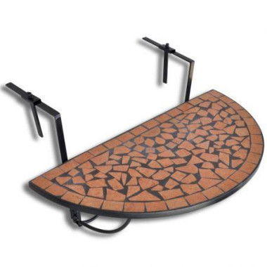 Mosaic Balcony Table Hanging Semi-circular Terracotta