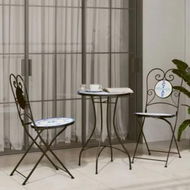 Detailed information about the product Mosaic Bistro Set Blue and White Iron and Ceramic