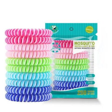 Mosquito Bracelets, 10 pcs Individually Wrapped, DEET Free, Natural and Waterproof Band