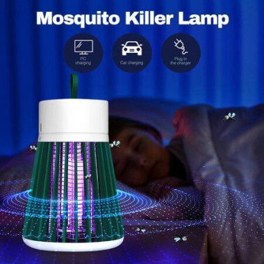 Mosquito Killer Lamp Fly Zapper Bug Mozzie Insect Deterrent Repellent Catcher Trap LED Light Rechargeable Battery Electric Portable USB Green