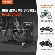 Detailed information about the product Motorcycle Wheel Chock Upright, 816.5 kg Capacity, Heavy-duty Steel Motorcycle Front Wheel Stand with 6 Adjustable Holes, For 381-558.8 mm Off-Road Motorcycles, Standard Motorcycles