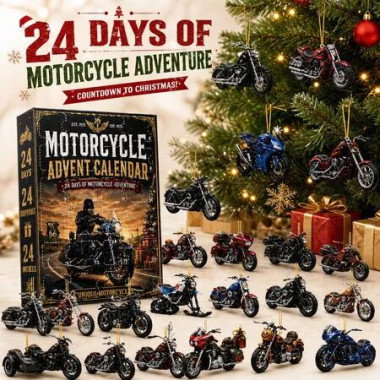 Motorcycles Advent Calendar, 24 Day Christmas Countdown Calendar 2D Acrylic Ornament Motorcycles Collectibles Christmas Gift