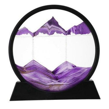 Moving Sand Art 3D Dynamic Sand Art Liquid Motion Round Glass 3D Deep Sea Sandscape Relaxing Home And Office Decorations (Purple 18cm)