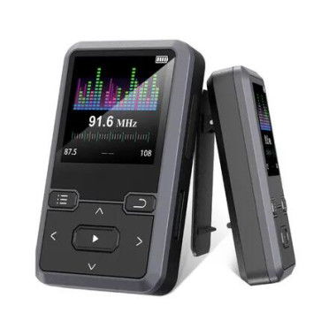 MP3 Player 32GB Clip On Bluetooth 5.0 Portable FM Radio Recording Kids Music MP4 Pedometer Black