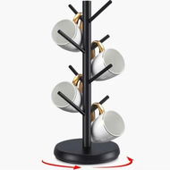 Detailed information about the product Mug Holder Tree,New Upgraded 360 Degree Rotated 8 Hooks Coffee Cup Holder,Wood Coffee Mug Rack Standing (Black)