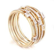 Detailed information about the product Multi-layer Plated Ring S925 Sterling Silver Rectangular Stone-Gold