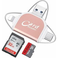 Detailed information about the product Multi-Port 4 in1 Universal SD TF Card Reader, USB C SD TF Memory Card Reader, Memory Card Reader Multiport Adapter Color Rose Gold