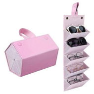 Detailed information about the product Multi-Purpose Sunglasses Storage Box 5 Slots Portable Glasses Case Foldable Storage Box Various Glasses Packaging Boxes Color Pink