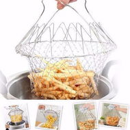 Detailed information about the product Multifunction Foldable Steam Rinse Strain Fry French Chef Basket Drainer Basket Mesh Basket Strainer Net Kitchen Gadgets