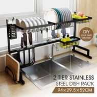 Detailed information about the product Multifunctional Kitchen Over Sink Dish Drying Rack Stainless Steel Storage Shelf Organiser