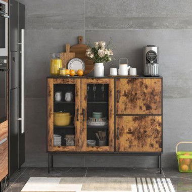 Multifunctional Storage Cabinet With Stable Metal Legs For Living Room