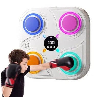 Music Boxing Machine, Adjustment No Punching Design RGB Light Rhythm Hitting Light Feedback, Electronic Fitness Boxing Machine For Kids (White)