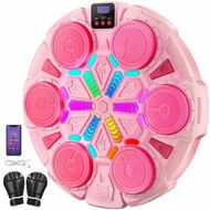 Detailed information about the product Music Boxing Machine for Kids,Smart Boxing Equipment with Gloves,Wall Mounted Boxing Set for Home,Office,Gym Pink