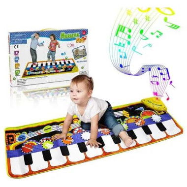 Musical Piano Mat Dance Floor Keyboard Playmat Learning Animal Touch Carpet Blanket Early Education Toys 110x36cm
