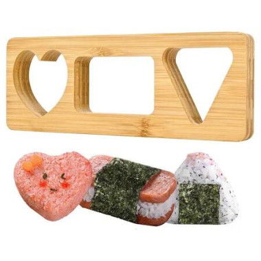 Musubi Press Onigiri Mold Kit, Large Bamboo Classic Rice Shaper Musubi Ball Sushi Maker Mold Tools for Home DIY Family Lunch Bento Picnic Snack Kitchen