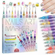 Detailed information about the product Nail Art Pens 12 Colors Nail Art Markers Set - Painting Polish Pen with 0.5mm Fine Tip, Quick-Dry Gifts for Her DIY Home Salon