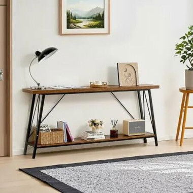 Narrow Console Sofa Table Couch Table 2-Tier for Entryway & Living Room, 1800 x 300 x 800 mm
