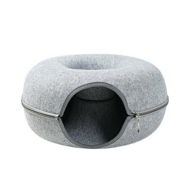 Detailed information about the product Natural Felt Pet Cat Tunnel Nest Bed Funny Round Felt Pet Nest Small Dogs Pets Supplies (Light Grey)