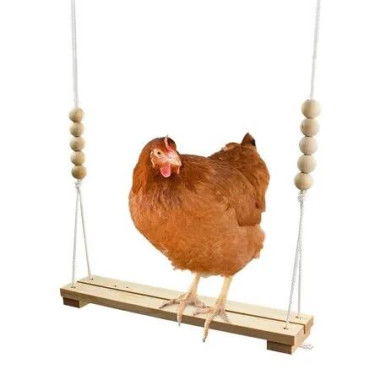 Natural Wooden Chicken Swing Toy - Large and Durable Perch Ladder for Poultry, Parrots, and Other Pet Birds