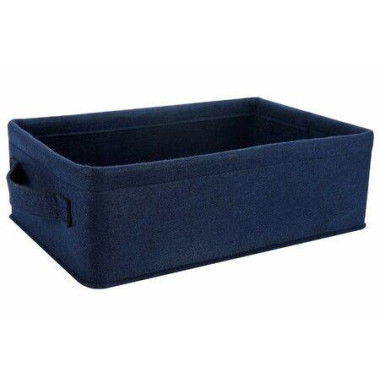 Navy Blue Medium Storage Basket Shelf Low Storage Bin Rectangle Felt Fabric Baskets Storage Bins Organizer Storage Basket