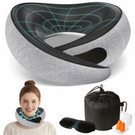 Detailed information about the product Neck Pillows for Airplanes 360 Degree Ergonomic Memory Foam Travel Pillow with Breathable Support for Long Flights,Car,Train Office Use