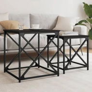 Detailed information about the product Nesting Coffee Tables 2 pcs Black Engineered Wood