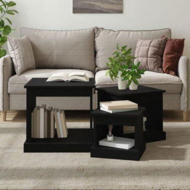 Nesting Tables 3 Pcs Black Engineered Wood