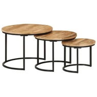 Detailed information about the product Nesting Tables 3 pcs Solid Rough Wood Mango