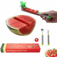 Detailed information about the product New Kitchen Gadgets Stainless Steel One Step Cutter Watermelon Cubes Slicer And Corer