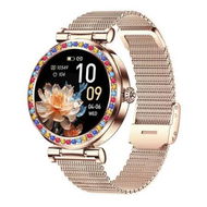 Detailed information about the product New Ladies Women Diamond Smart Watch Bluetooth Call 1.27inch 360*360 HD Screen Sports Body Monitor Smartwatch For Android IOS Color Gold