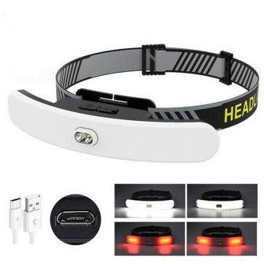 New Style COB Portable Headlamp USB Rechargeable Outdoor Cycling Flashlight Fishing Head Lamp Red Alert Bright Running Headlamp