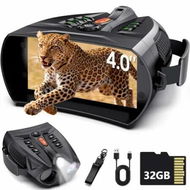 Detailed information about the product Night Vision Goggles,4K Night Vision Binoculars with 5000mAh Battery,32GB TF Card & 4In HD Screen and Flashlight,Hunting Gear Camping Gifts