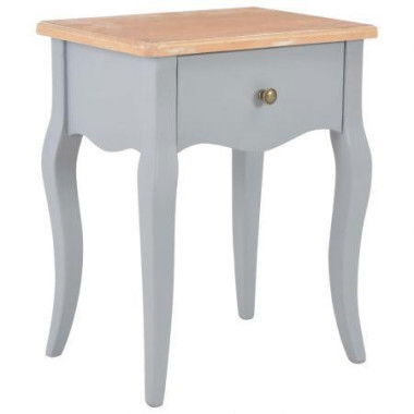 Nightstand Grey And Brown 40x30x50 Cm Solid Pine Wood