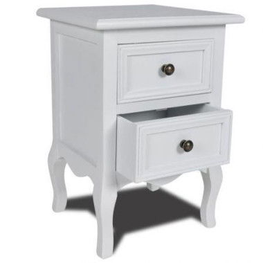 Nightstand With 2 Drawers MDF White