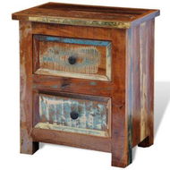 Detailed information about the product Nightstand with 2 Drawers Solid Reclaimed Wood